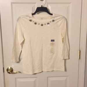 Women’s Laura Scott Embellished Tee Size M Petite